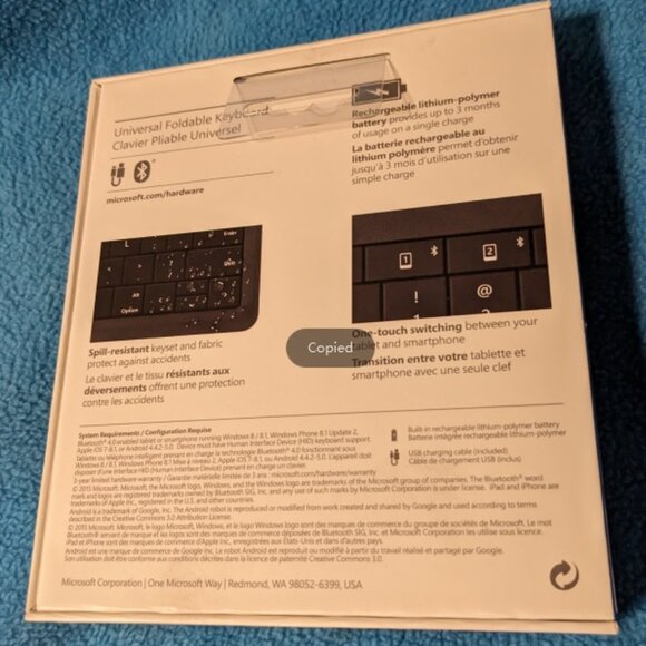 Microsoft Wireless Universal Foldable Keyboard - Picture 2 of 8